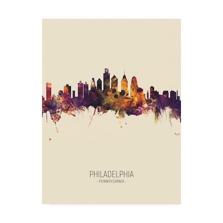 Michael Tompsett 'Philadelphia Pennsylvania Skyline Portrait III' Canvas Art,35x47